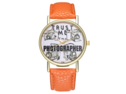 Relógio de Pulso Stylish Quarts Unissex Resistente Design Moderno Laranja