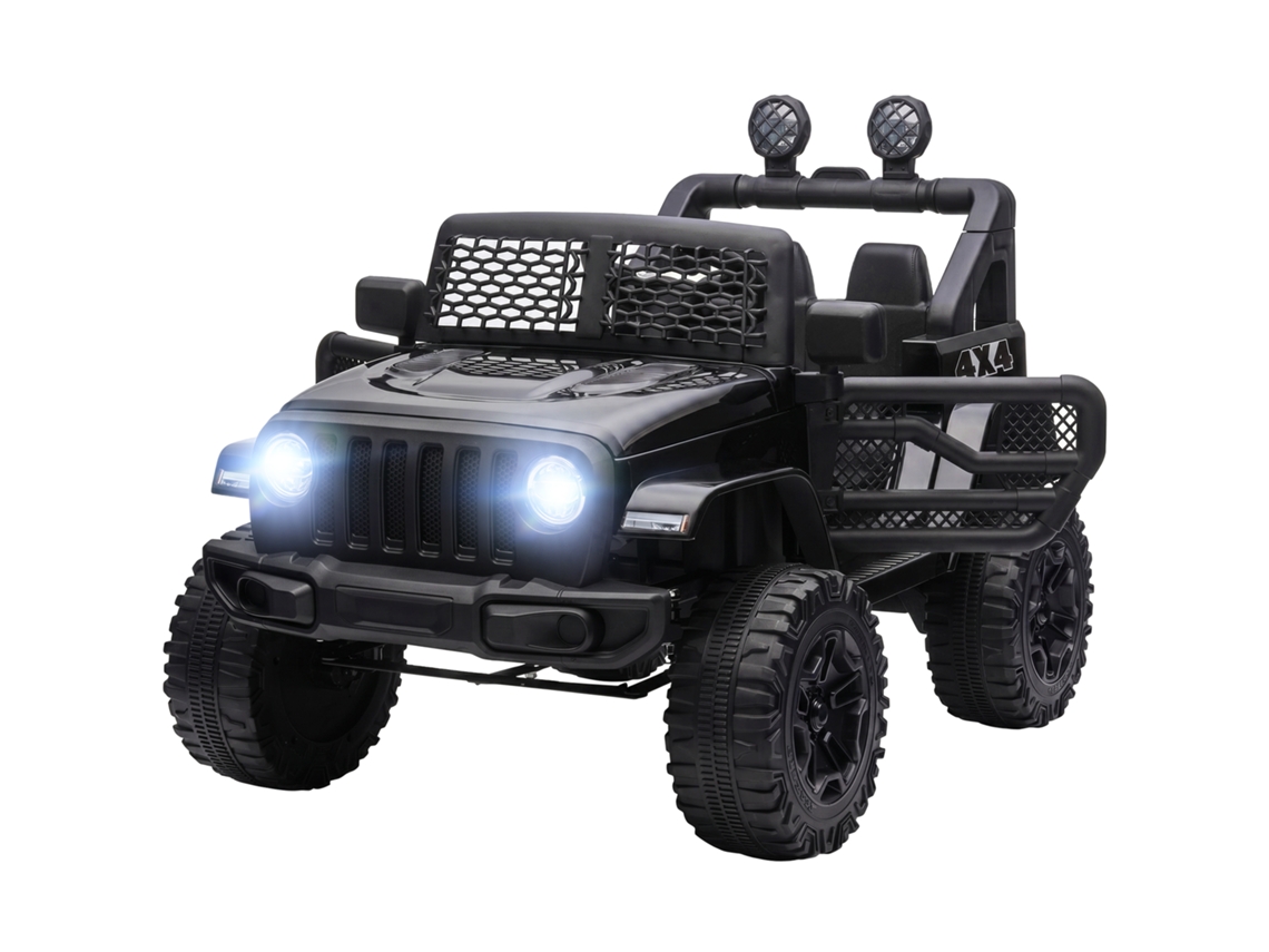 Carro Elétrico Para Crianças Com Bateria De 12v 2 Motores Controlo Remoto 2,4g Faróis Buzina Velocidade Ajustável 100x65x72 Cm Preto