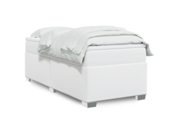 Vidaxl Cama Com Molas/colchão 100x200 Cm Couro Artificial Branco