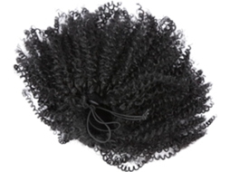 Aplique De Cabelo Curto E Encaracolado Com Rabo De Cavalo E Presilhas De Encaixe Em Fibra Preta.