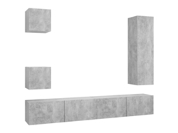 Tv Cabinet Set, Tv Cabinet Sets Vidaxl Cinzeto Madeira Processada (n/a)