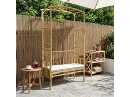 Vidaxl Arco De Jardim Com Banco Branco Creme 115 X 50 X 205 Cm Bambu