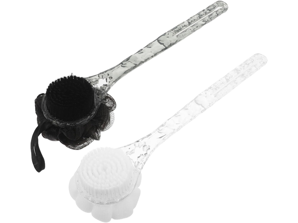 Conjunto De 2 Escovas Banho Esfoliantes Dupla Face, Escova Corporal Ergonômica Branca E Preta Para Limpeza Profunda