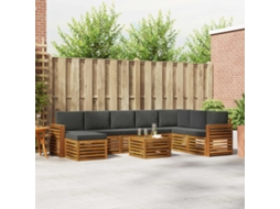Vidaxl Conjunto De Sofás Para Exterior 9 Unid. Natural E Antracite