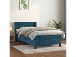 Vidaxl Cama Com Molas/colchão 80x200 Cm Veludo Azul-escuro