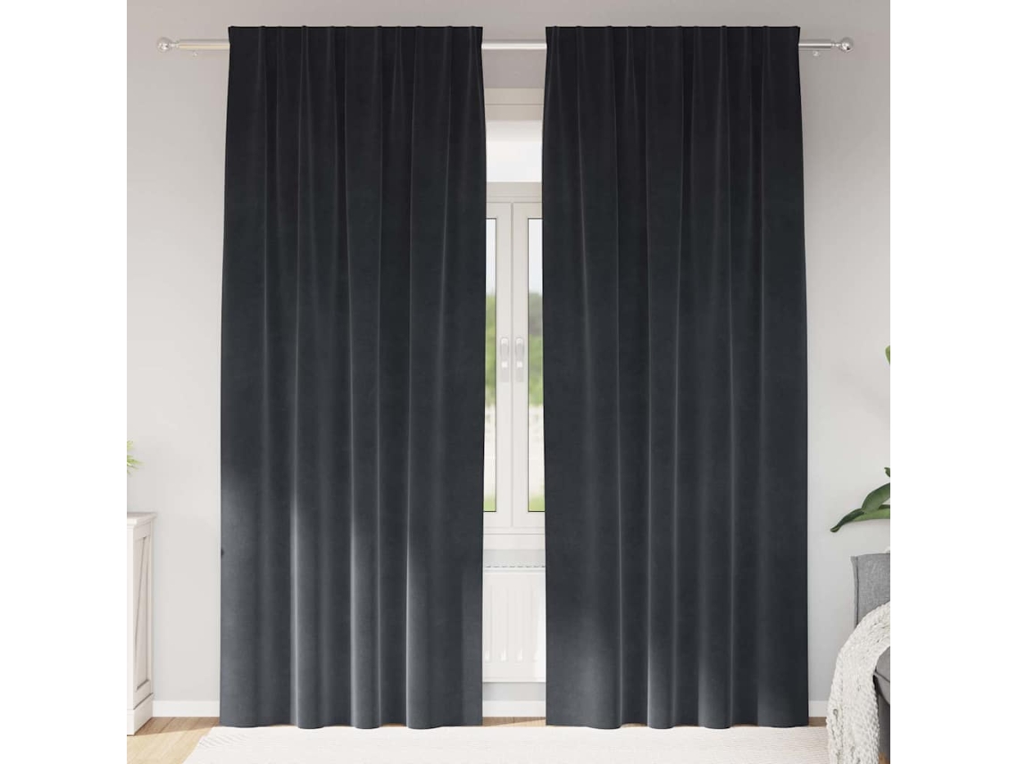 Vidaxl Cortinas Opacas 2 Unid. Cinzento-escuro 140 X 245 Cm Veludo