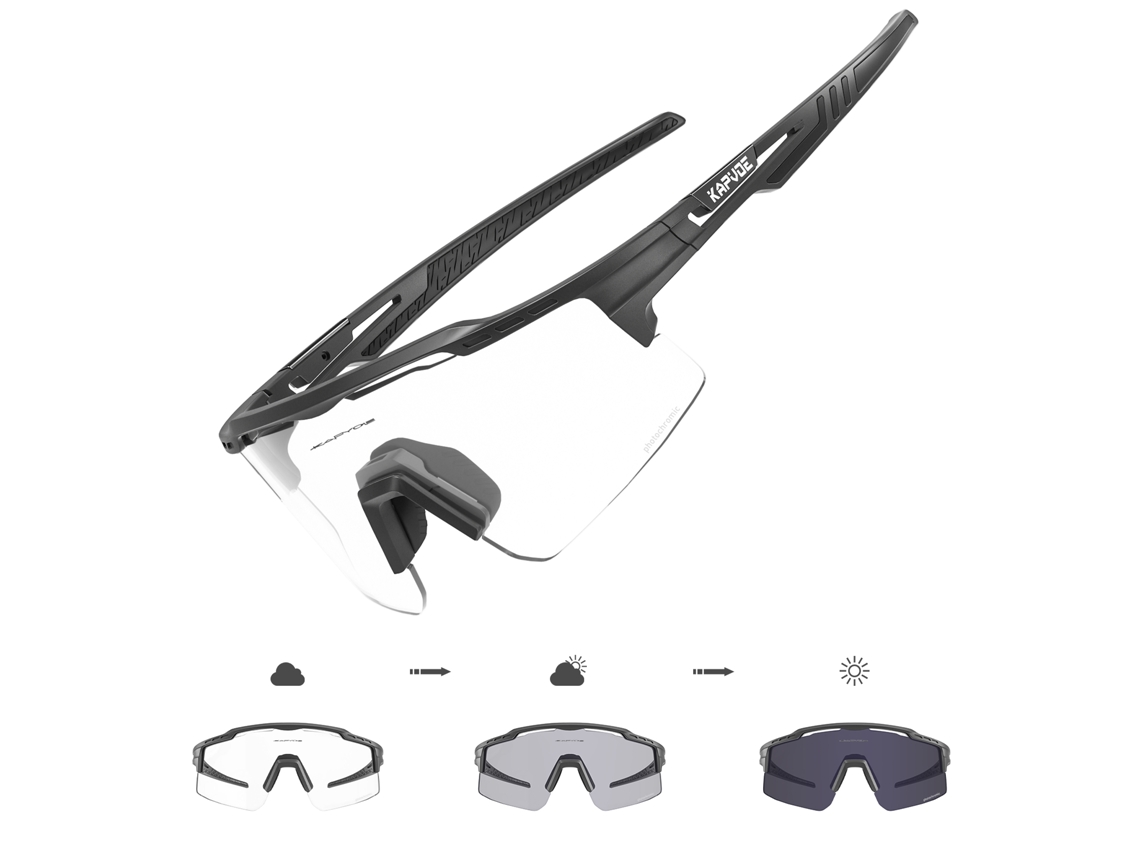 (estilo 1 Preto) Óculos De Ciclismo Fotocromáticos Uv400, Com Lentes Fotocromáticas E Proteção Uv.