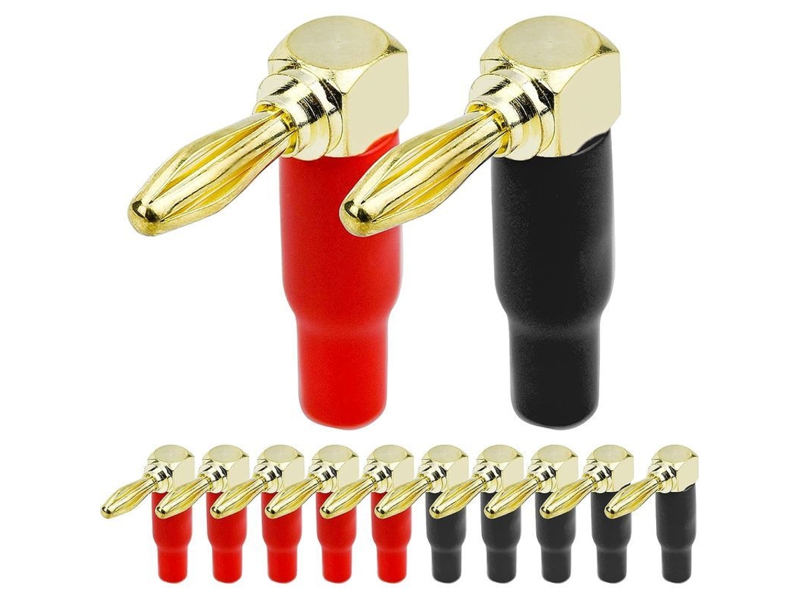 2026-12 Conectores Banana Em L De 90 Graus, 4mm De Cobre Puro Revestido De Ouro