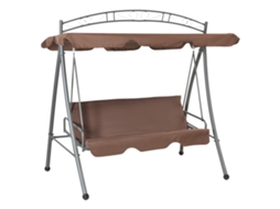 Vidaxl Baloiço De Jardim Convertível Com Toldo Cor Café