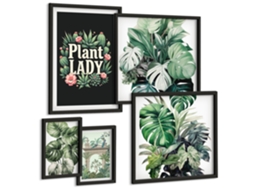 Conjunto De Pinturas Acentos Vegetais Boho De Verde Espelharte (5 Peças)