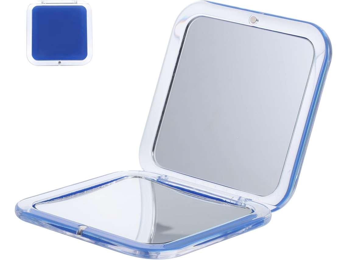Espelho de maquiagem compacto de dupla face com aumento, tamanho mini para bolsa, leve.
