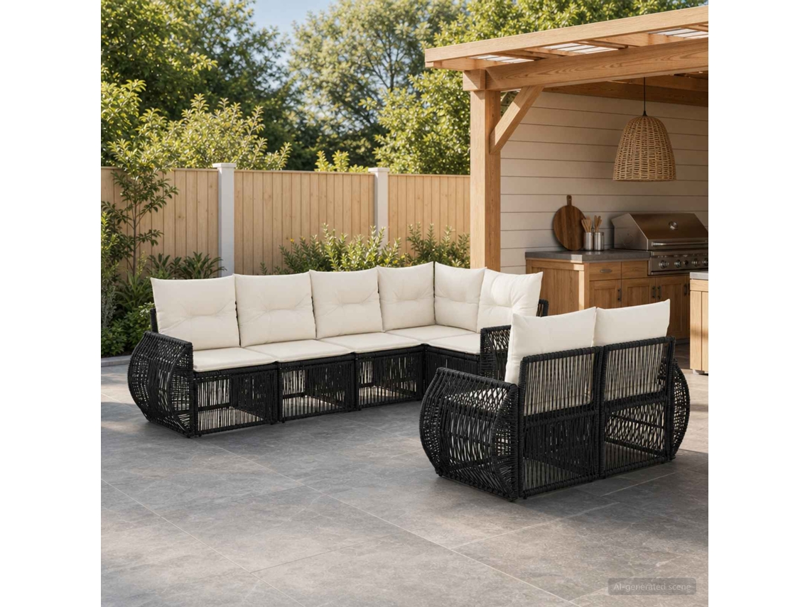 Vidaxl Conjunto De Sofá De Jardim 7 Unid. 7-número De Lugares