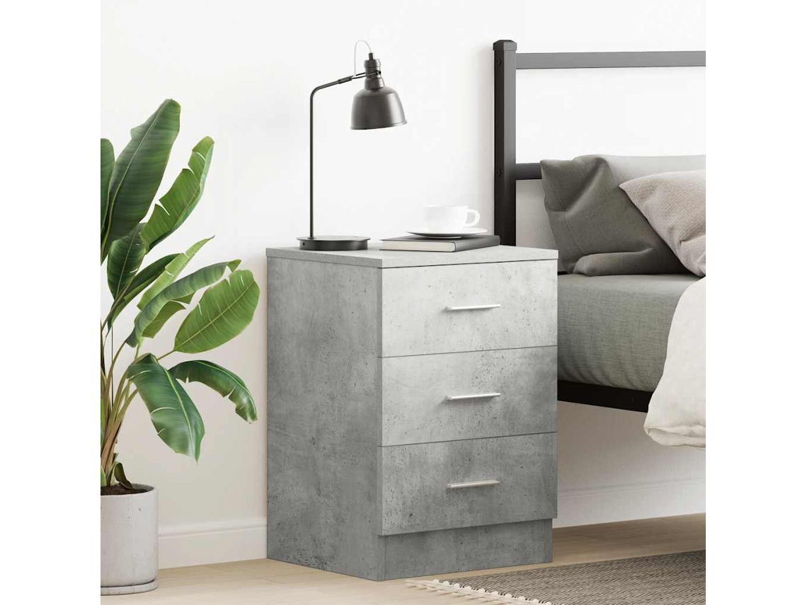 Vidaxl Mesa De Cabeceira Derivados De Madeira Cinzento Cimento