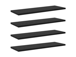 4 Pcs Estante | Prateleira De Prateleira Preto 60 X 20 X 1,5 Cm