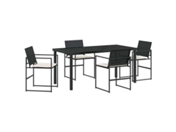 Conjunto de Jantar Jardim 5 Pcs Preto e Creme Vime PE MAISON EXCLUSIVE