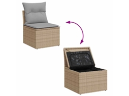 Maison Exclusive - Conjunto De Sofá De Jardim 9 Pcs Bege E Cinza Claro Polirattan