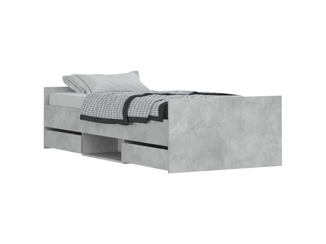 Bed Frame, Bed Frames Vidaxl Cinzeto Madeira Processada (100 X 200 Cm)
