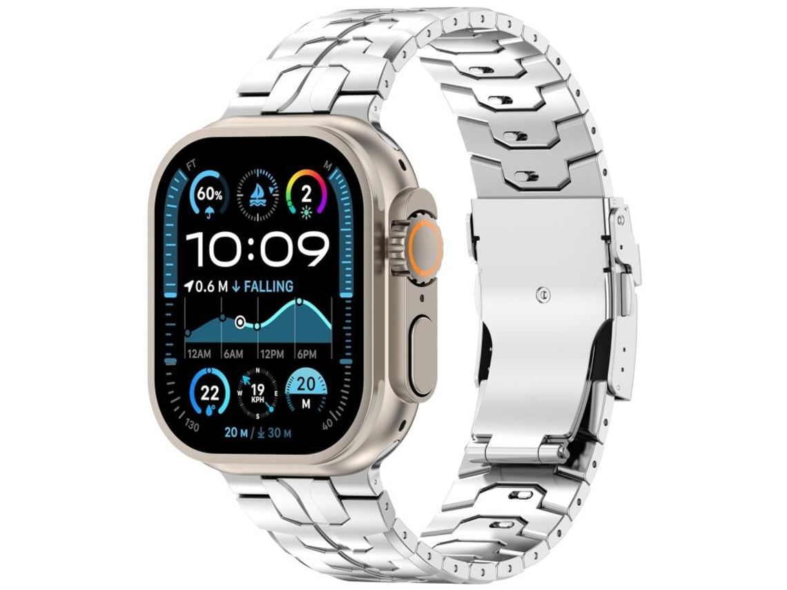 Bracelete para Apple Watch 42/41/40/38mm Liga de Titânio com Fecho de Segurança Removível Prateada XIAOMOYU