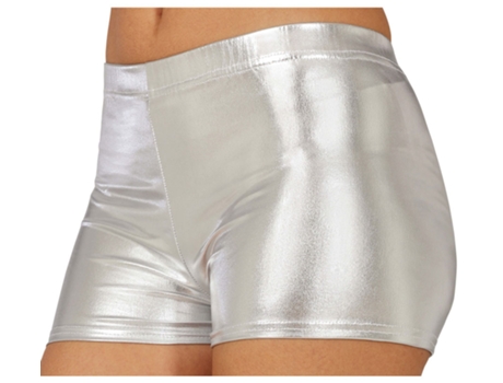 Calções curtos metálicos prateados para mulher
