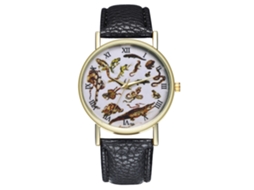 Reloj De Pareja Unisex De Cuero Pu Con Dial Reptil Analógico De Cuarzo Negro