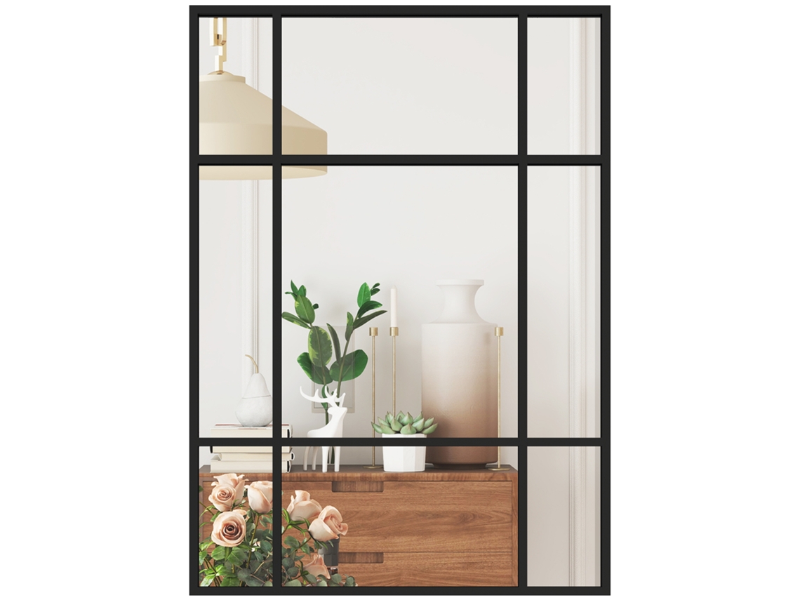 Espelho de Parede Retangular com Moldura Metálica 70x50 Cm Preto S/MARCA