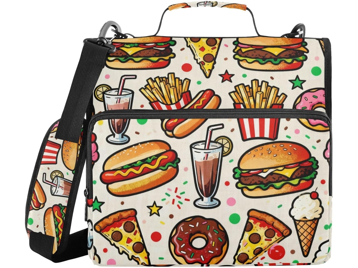 Pasta Organizadora De 3 Argolas, 8cm Com Alça E De Ombro Removível, Bolsa Guardar Arquivos Com Vários Bolsos