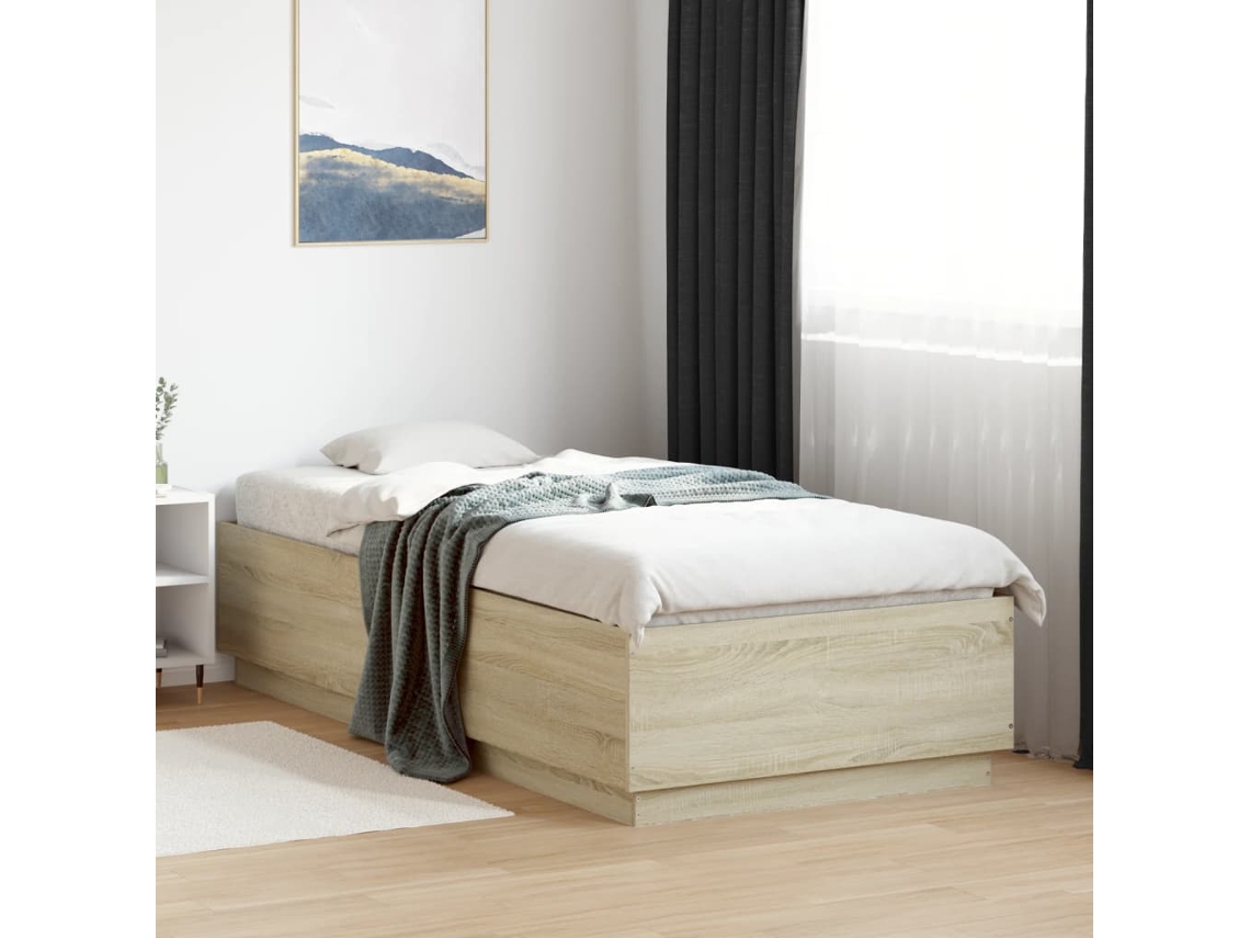 Estrutura Cama C/ Luzes Led Derivados Madeira Carvalho Sonoma
