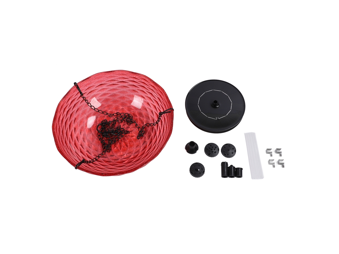Bebedouro para pássaros com fonte solar pendente 23,5cm em plástico para jardim | S/MARCA