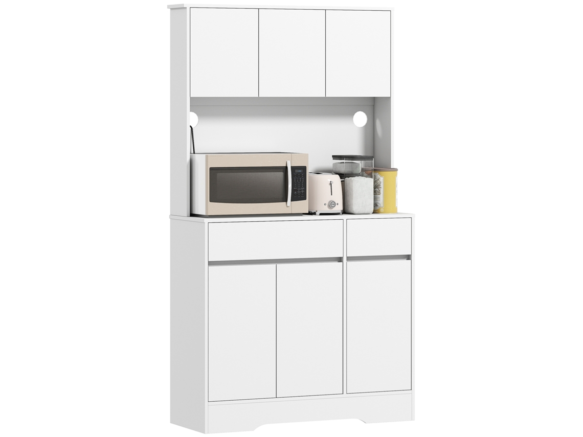 Armário de Cozinha com Superfície de Trabalho, 6 Portas, 2 Gavetas, Branco Envio Rápido | S/MARCA