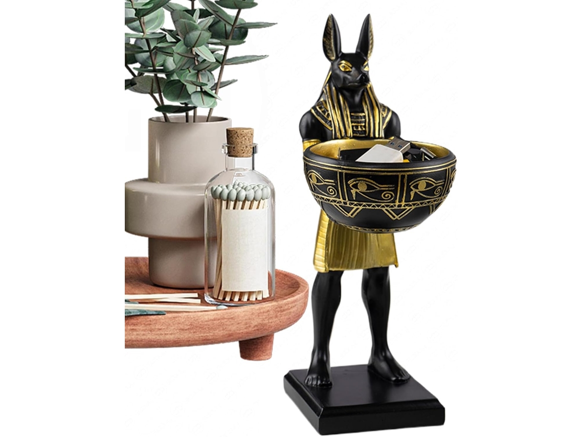 Estatuetas de Cachorros Pequenos Escultura Decorativa Animal em Resina com Tigela Est Tua Cachorro Eg Pcio para Decora o VAYOTOY