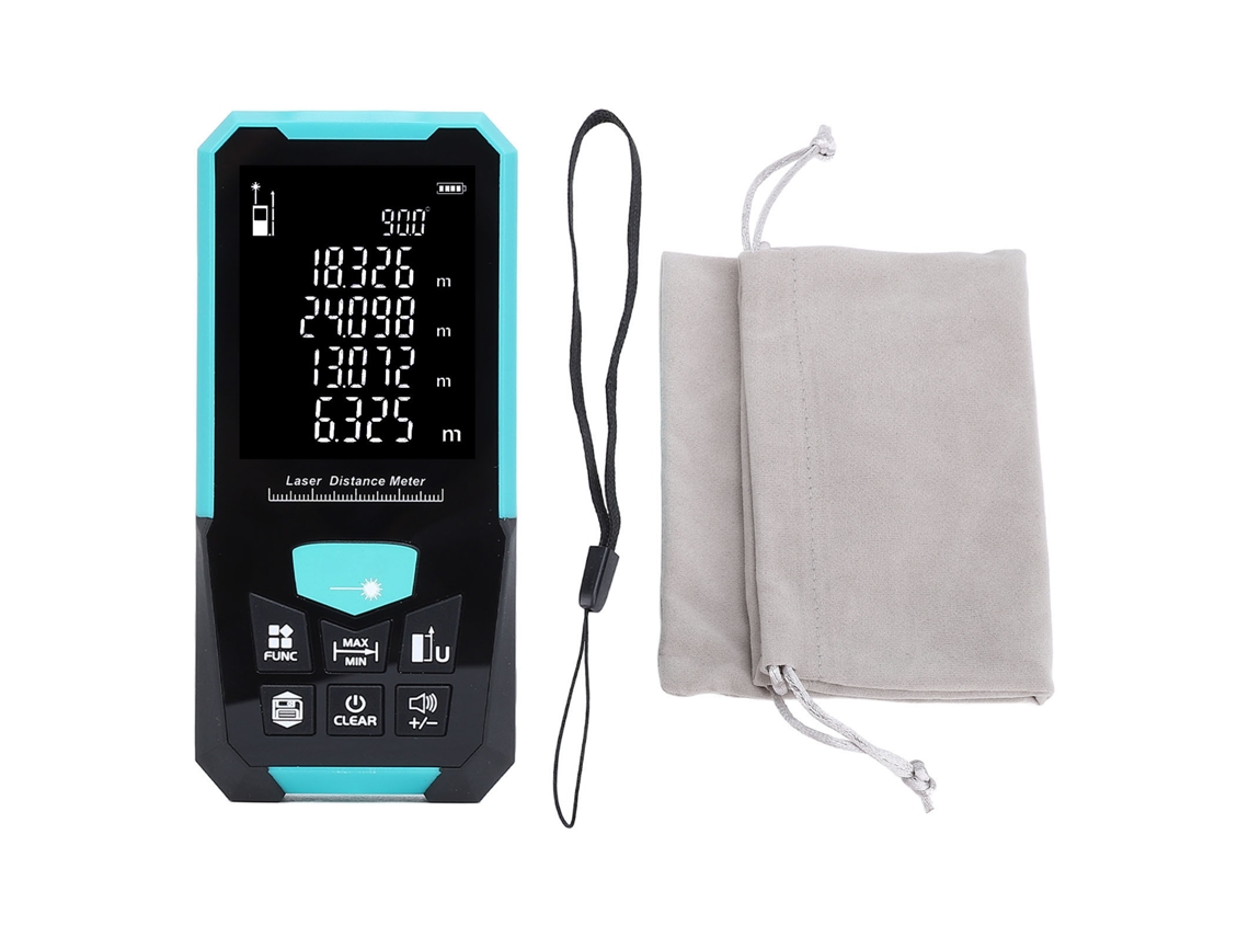 Medidor digital de distância, 0.05-120m, LCD 2.4 polegadas, alta precisão, portátil, IP54, funções diversas YURU