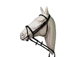 Freio de Rédeas de Couro em Relevo Preto Ponyhispano Hipica