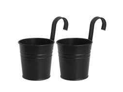 2 Pequenas Cestas De Flores De Ferro Preto Com Gancho Para Decoração