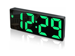 Relógio Digital Para Quarto E Escritório, Relógio Elegante Com Superfície Espelhada E Grande Display Led, Brilho Ajustável, Alarme Duplo E Conexão De