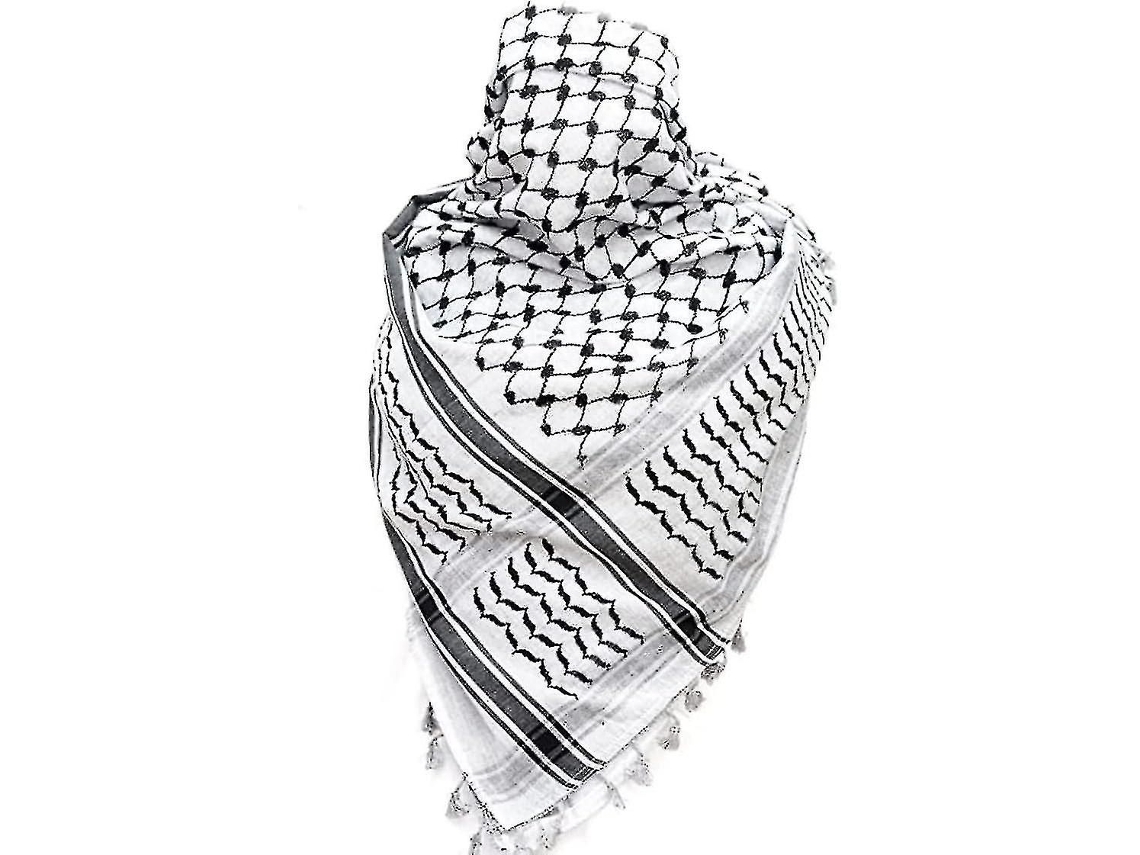 Lenço Palestino, Keffiyeh, Arafat Hatta, Largo com Franjas, Shemagh Keffiyeh Árabe Pied de poule 100% Y2kk