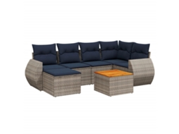 Conjunto de Sofá de Jardim, 7 Peças, Almofadas, Rattan Cinza MAISON EXCLUSIVE