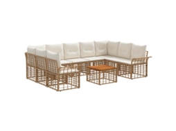 Vidaxl Conjunto de Sofás para Exterior 10 Pcs Natural e Branco Creme
