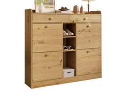 Sapateira Madeira 4 Portas 2 Gavetas 3 Abertos 110x26x100cm