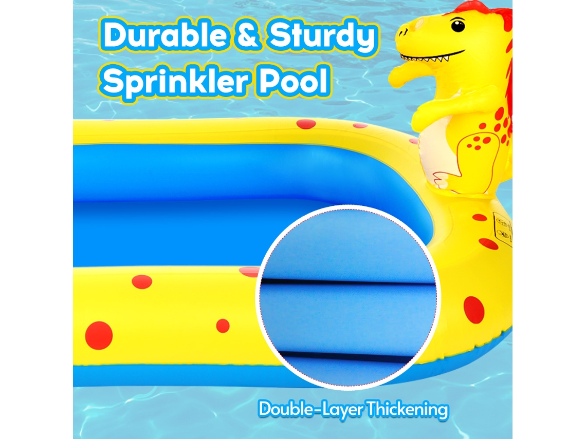 Primerox piscina Inflável com Sprinkler para Crianças Dinossauro 170x103cm Brincadeira de Água Verão