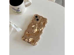 Capa Para Iphone 17 Pro Com Acabamento Eletrodepositado Em Dourado E Padrão 3d De Meteorito.