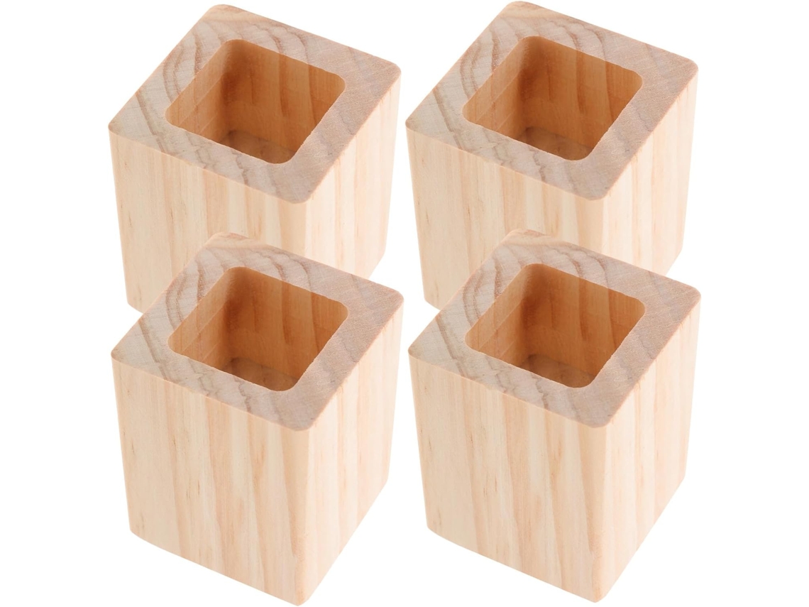 Conjunto De 4 Suportes Quadrados De Madeira Para Aumentar A Altura Da Mesa.