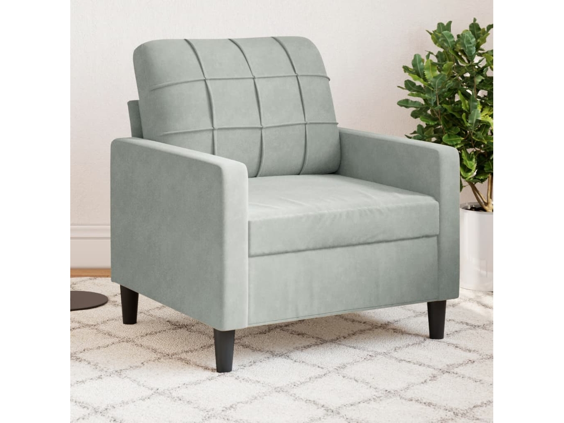 Vidaxl Poltrona 60 Cm Veludo Cinzento-claro