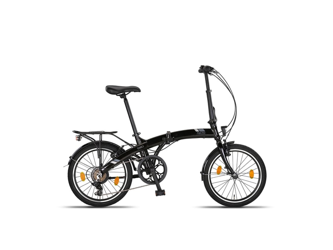 Bicicleta Dobravel PACTO Three Preto 6 Marchas Shimano Freios de Aro Worten.pt
