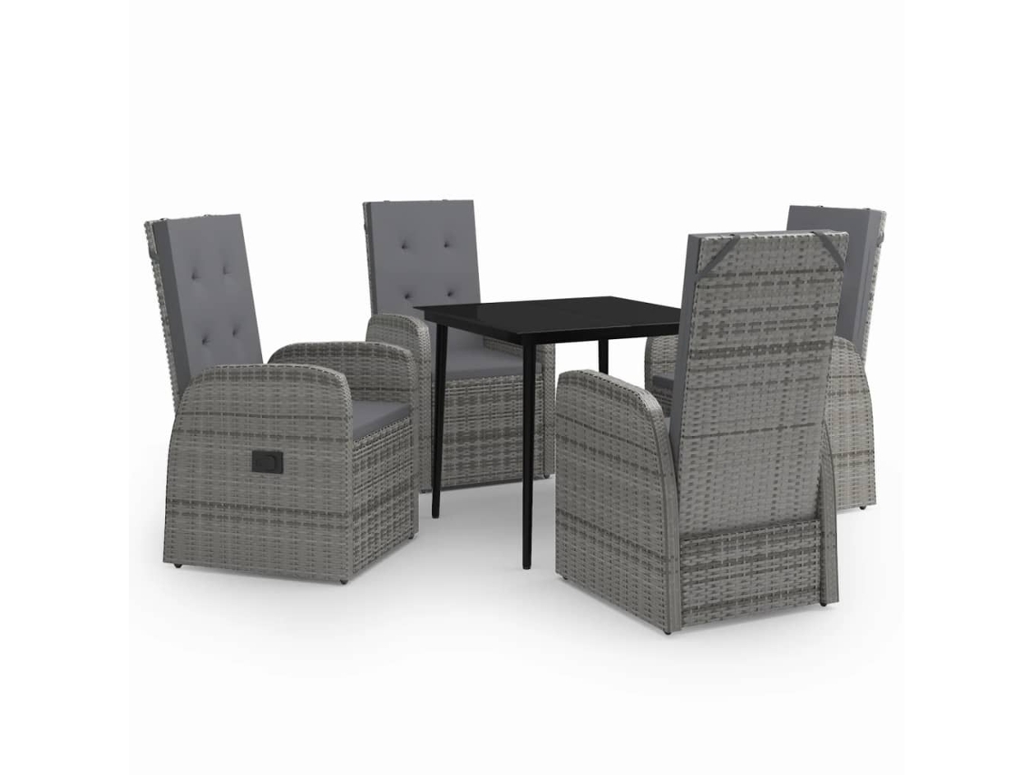 Maison Exclusive - 5 Pcs Conjunto De Jantar Para Jardim Com Almofadões Cinzento