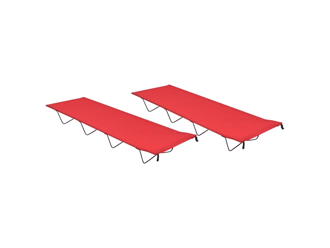 Vidaxl Camas De Campismo 2pcs 180x60x19cm Tecido Oxford E Aço Vermelho