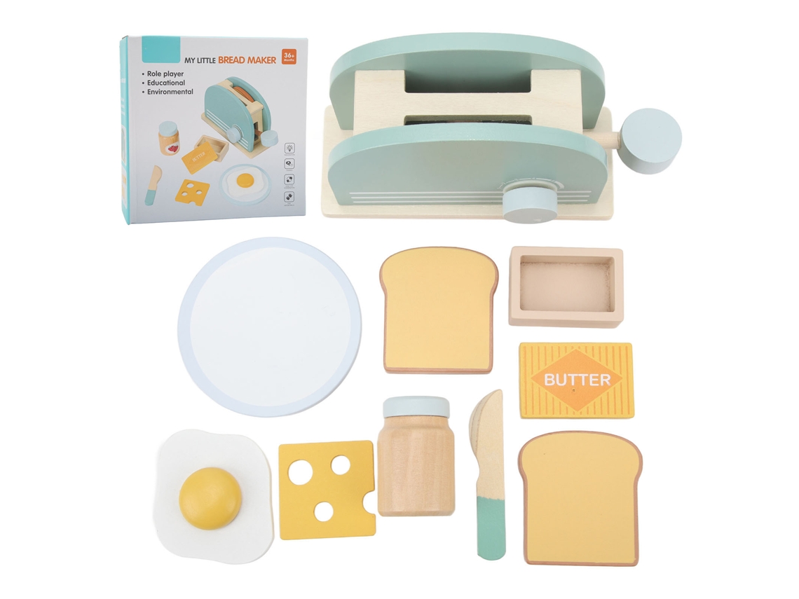 Brinquedo Simulador De Máquina De Fazer Pão Em Mogno Para Crianças Educativo Com Acessórios