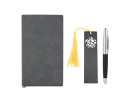 Kit Presente Empresarial Caderno Caneta Marca página Couro Pu