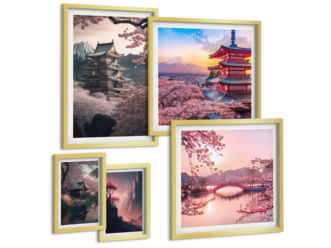 Pinturas Murais Modernas Pássaros, Rochas, Pinceladas, Decorações Moldura Prateada Imagens Para Um Quarto Infantil Espelharte (conjunto De 5 Imagens)