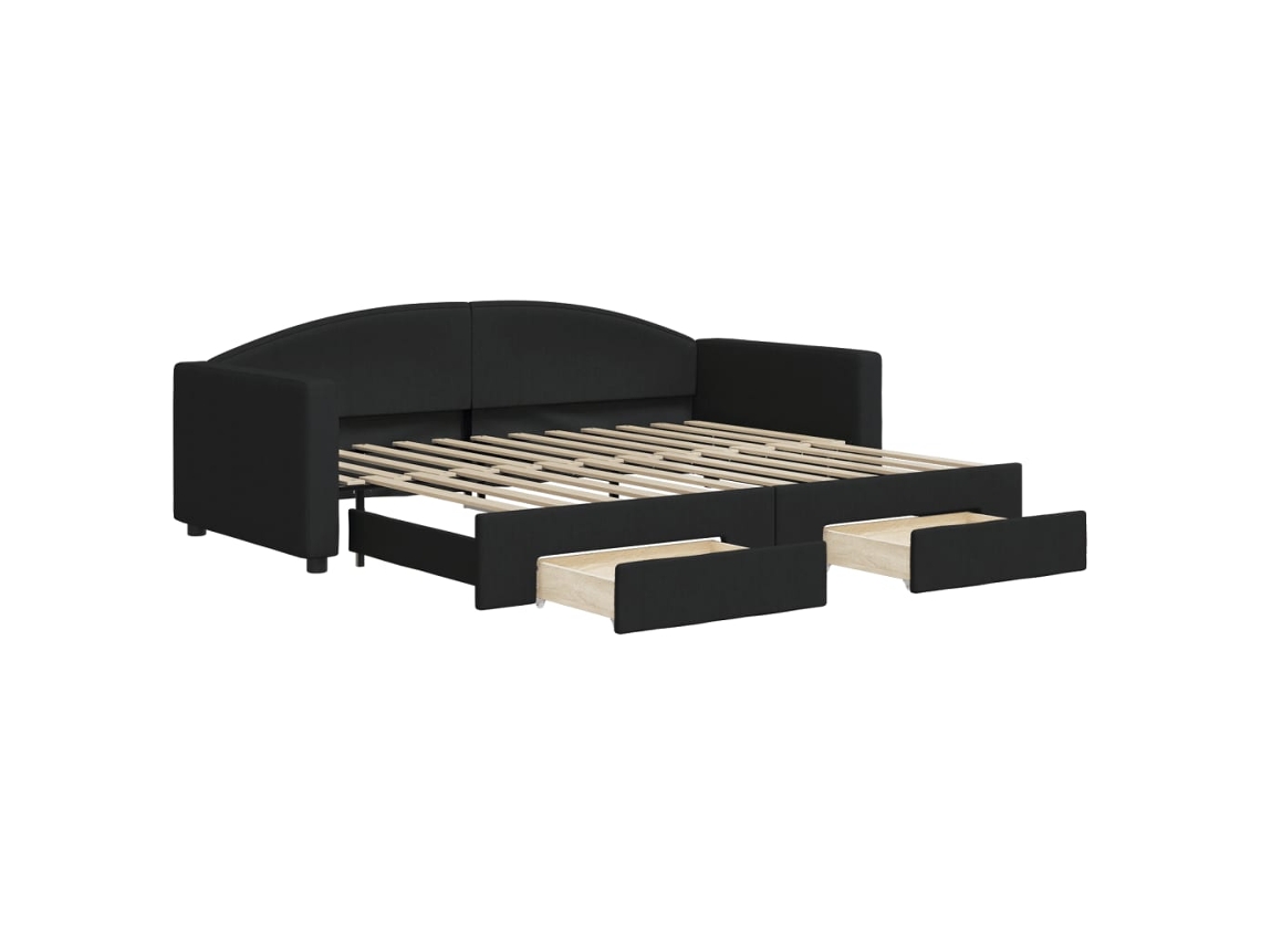 Sofá cama com Gavetão e Gavetas 90x200 Cm Veludo Preto MAISON EXCLUSIVE