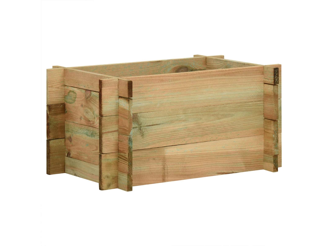Conjunto 1 Vaso De Jardim Vidaxl Castanho Madeira De Pinho Maciça (80 X 80 X 32 Cm)